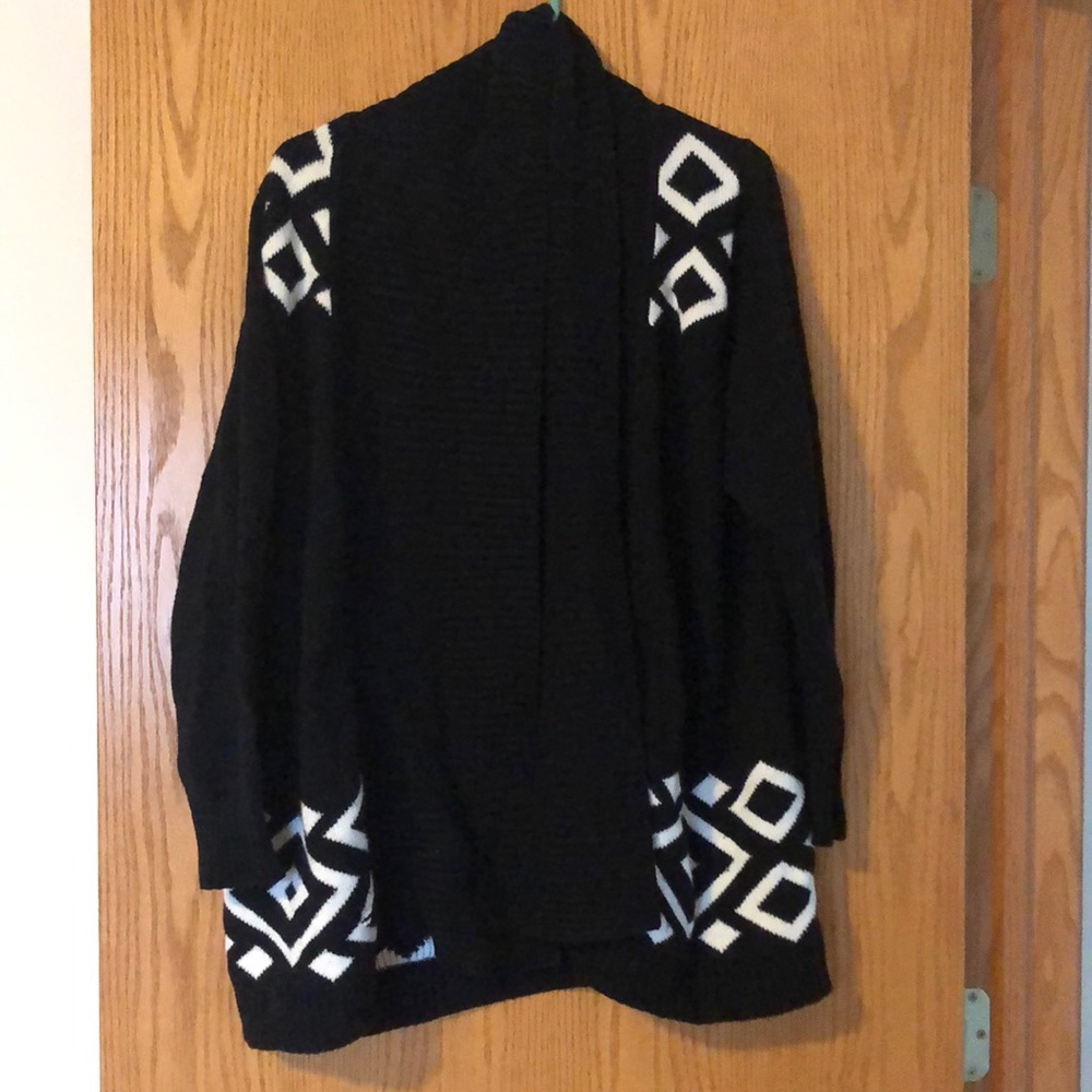 Black open front sweater